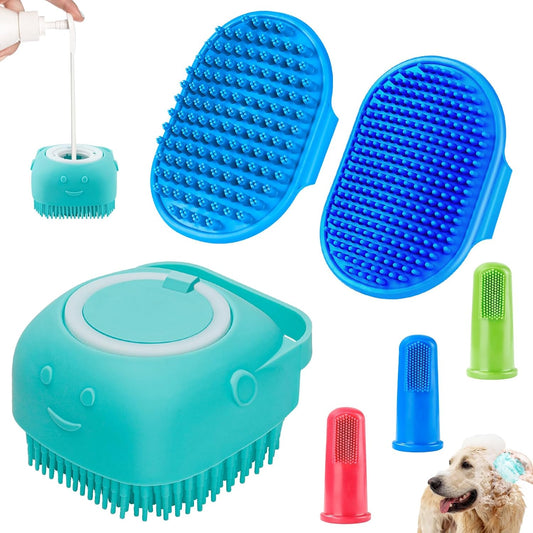 Comotech 3PCS Dog Bath Brush | Dog Shampoo Brush | Dog Scrubber for Bath