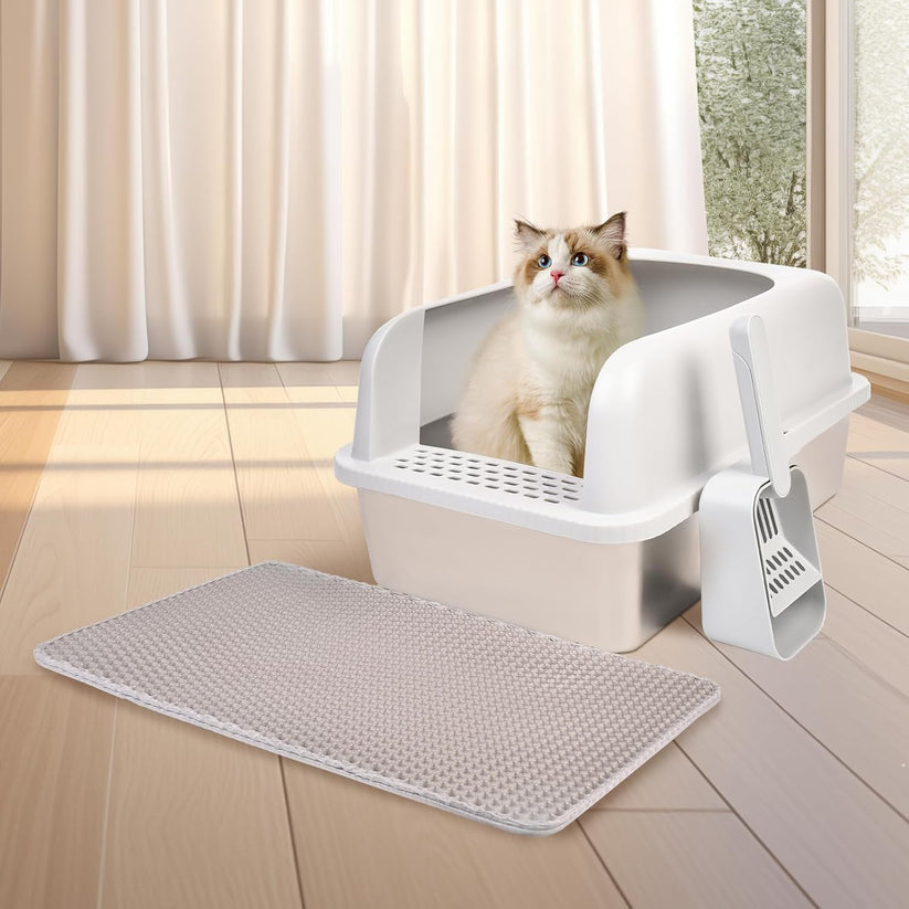 Stainless Steel Cat Litter Box with Lid, 20" L x 14.2" W x 11.8" H